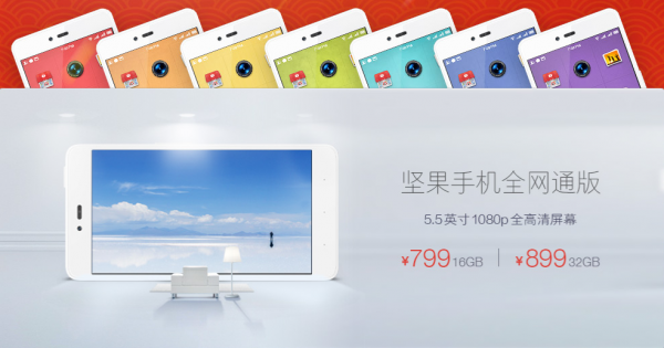 799元起開搶，堅果全網通版現貨開售