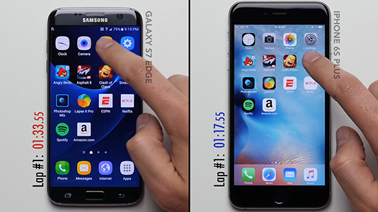 視頻：測速相差40秒？iPhone 6s Plus對(duì)比三星S7 edge