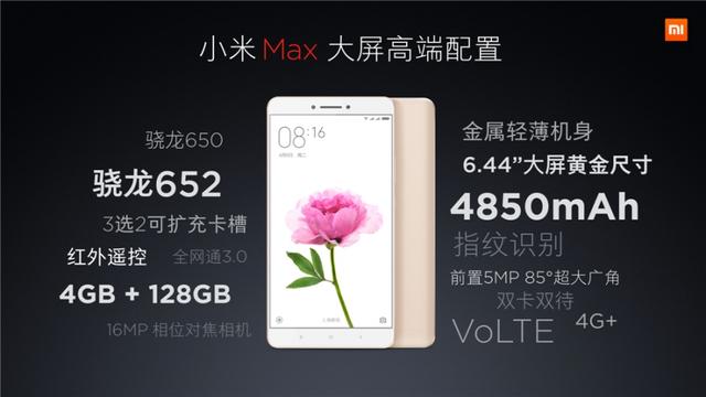 1499元起，6.44寸小米Max登場！首批供貨10萬臺