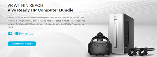 HTC和惠普發(fā)布Vive VR套裝 售價(jià)上萬(wàn)起