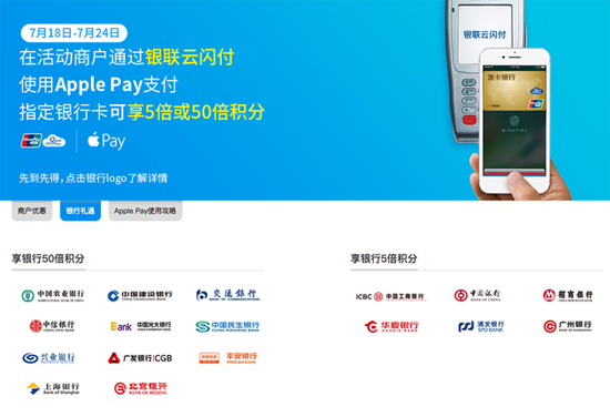 5折優(yōu)惠和50倍積分 Apple Pay夏日特惠今日開啟！