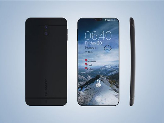 無邊框夏普Curve概念手機(jī)：機(jī)身是彎的 屏下指紋加持