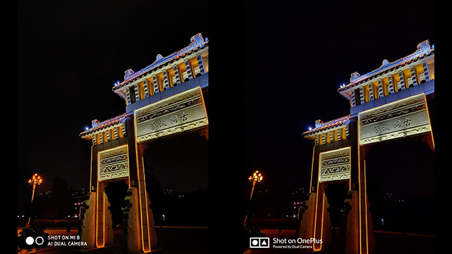 小米8一加6T超級(jí)夜景模式拍攝效果對(duì)比：小米大幅領(lǐng)先一加