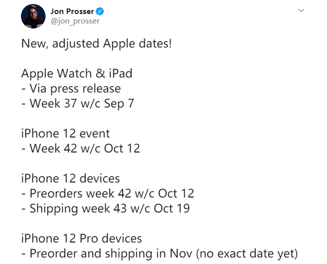 iPhone 12系列最新爆料:10月12日發(fā)布 Pro系列11月才開售